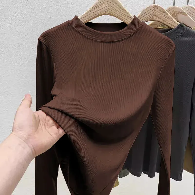 Black Ribbed Slim Fit Long Sleeve Tee