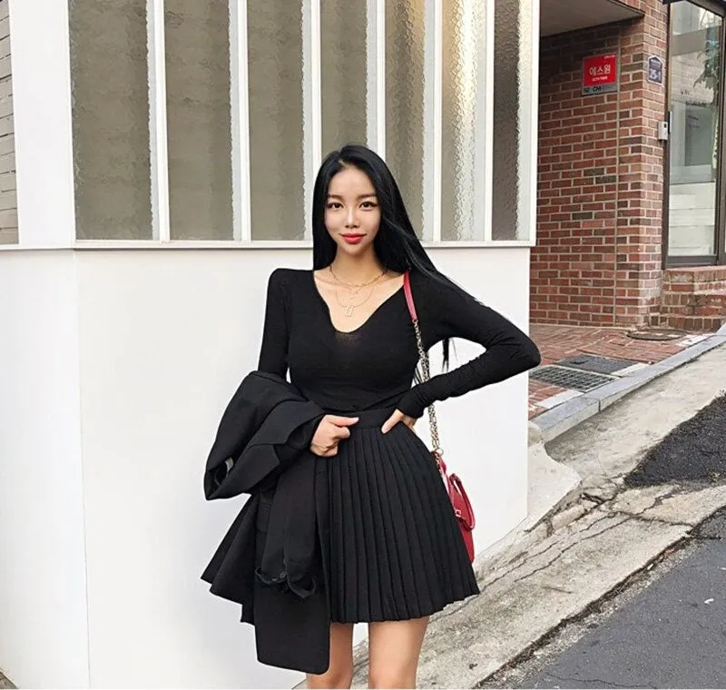 Summer Sexy Korean Style Skinny Long Sleeve Tops