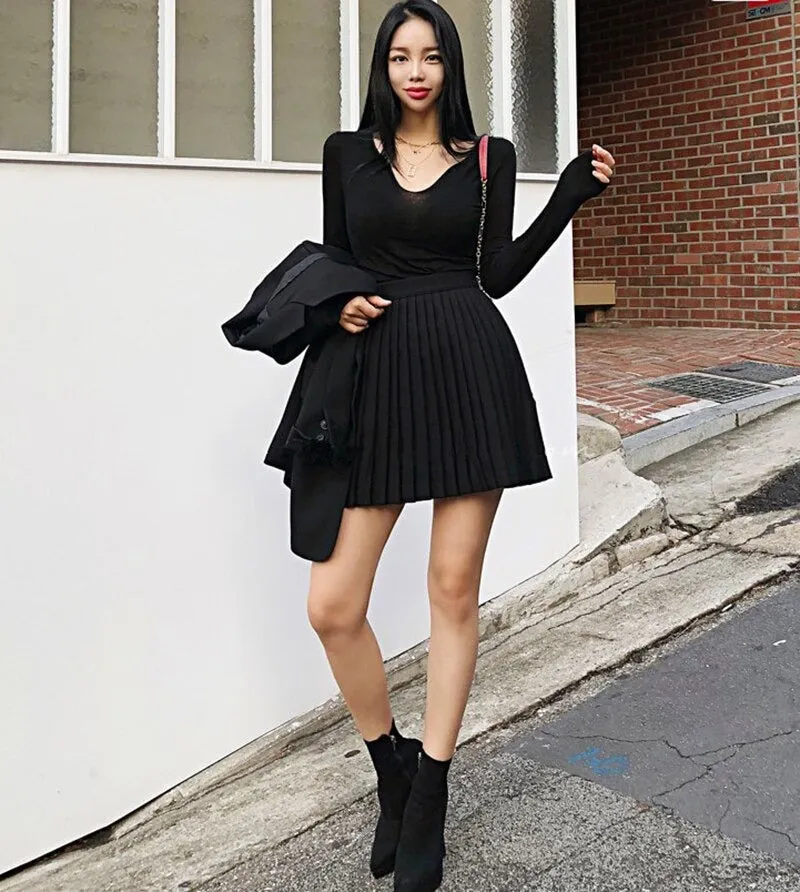 Summer Sexy Korean Style Skinny Long Sleeve Tops