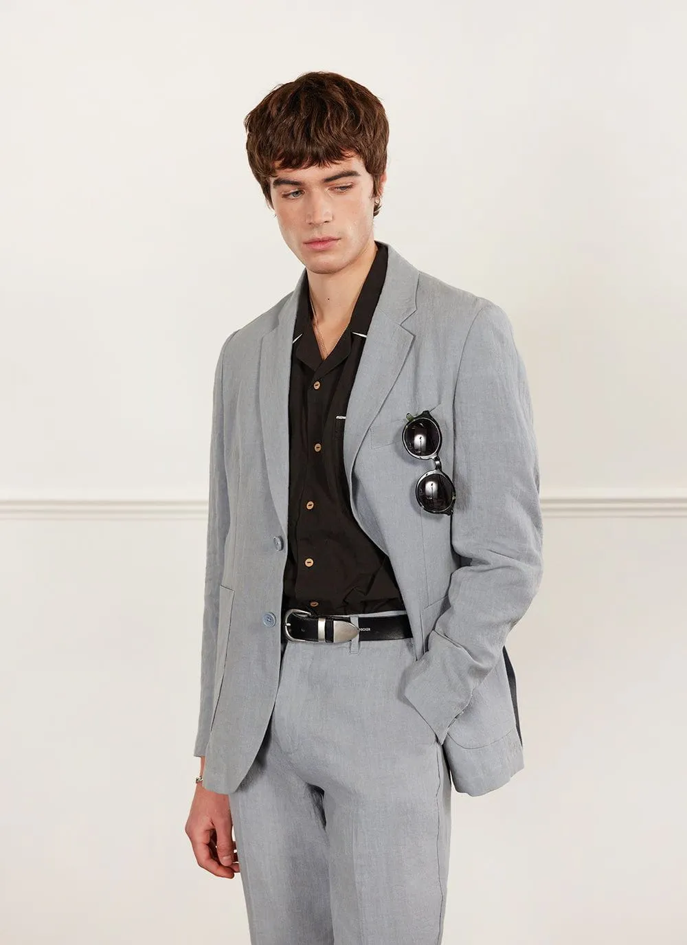 Tailored Linen Blazer | Light Blue