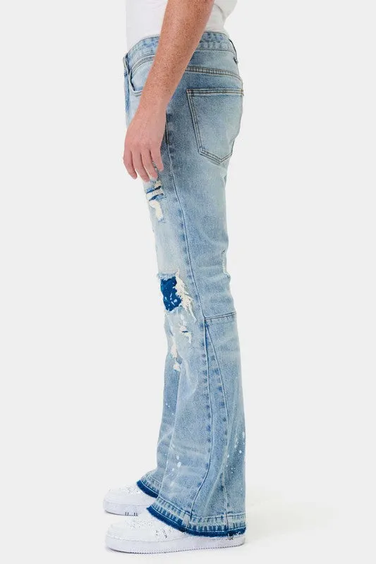 WICHO KNEE DESTROYED SLIM FLARE DENIM