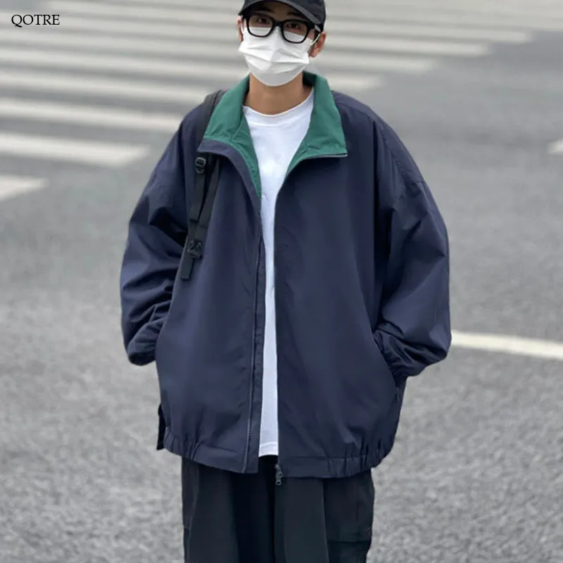 Windproof Stand-Up Collar Loose Fit Workwear Style Harrington Jacket